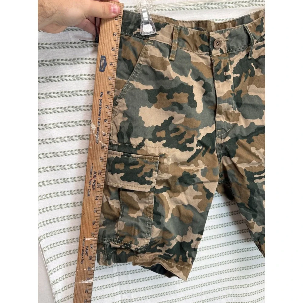 Levi Mens Cargo Shorts Woodland Camouflage Utility Straight Leg Cotton Size 29